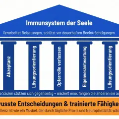 Das "Immunsystem der Seele" mit Säulen wie Optimismus und Akzeptanz hilft, Belastungen zu verarbeiten, besonders in einer schweren Zeit.