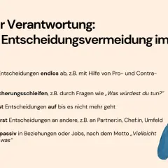 Angst vor Verantwortung: Entscheidungsvermeidung zeigt sich im endlosen Abwägen, Aufschieben oder Delegieren. Ein Mann mit rauchendem Kopf symbolisiert diese Last.