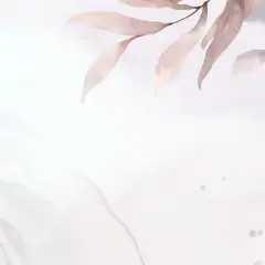 Sanfte Aquarellblätter in Rosé- und Rottönen, die an kurze Mantras in Sanskrit erinnern, schweben auf hellem Hintergrund.