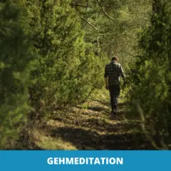 Mann geht auf einem Waldweg. Eine Anleitung zur Gehmeditation, um Achtsamkeit in der Natur zu finden.