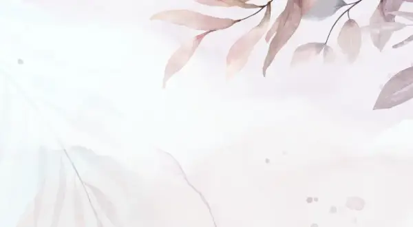 Sanfte Aquarellblätter in Rosé- und Rottönen, die an kurze Mantras in Sanskrit erinnern, schweben auf hellem Hintergrund.