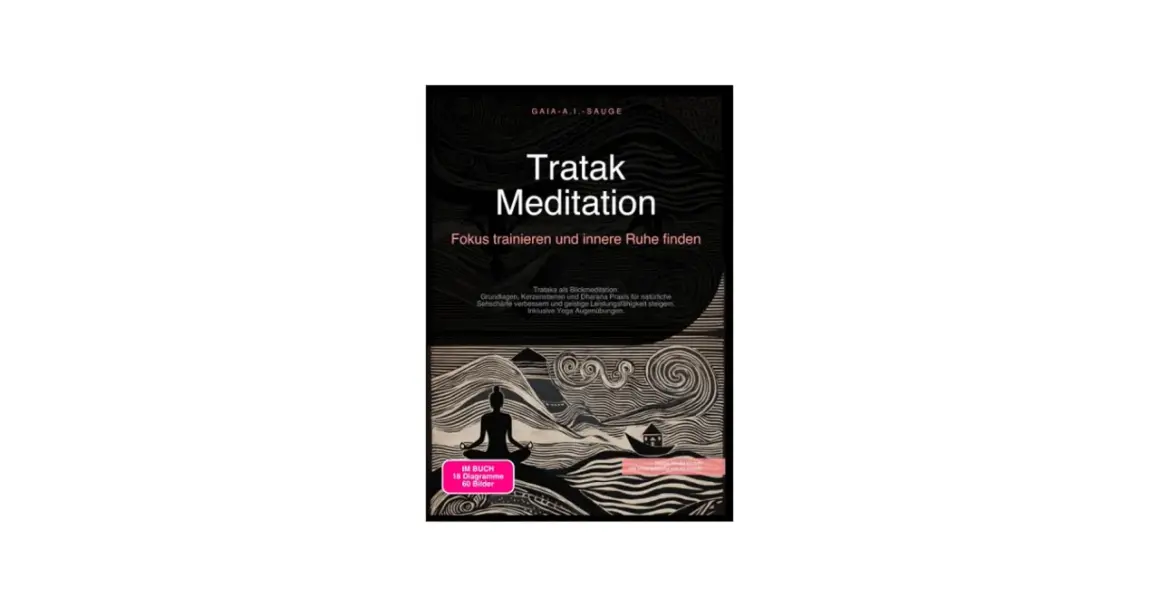 Buchcover "Tratak Meditation" mit einer Person in Meditationshaltung. Fokus trainieren und innere Ruhe finden durch Blickmeditation.