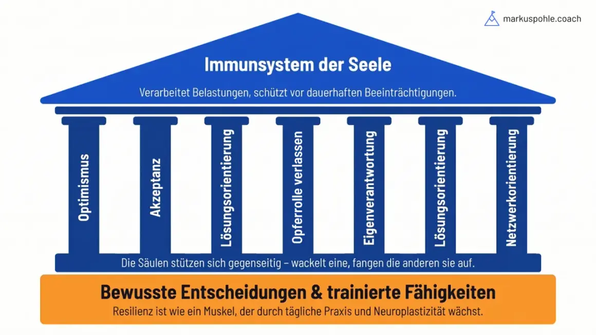 Das "Immunsystem der Seele" mit Säulen wie Optimismus und Akzeptanz hilft, Belastungen zu verarbeiten, besonders in einer schweren Zeit.