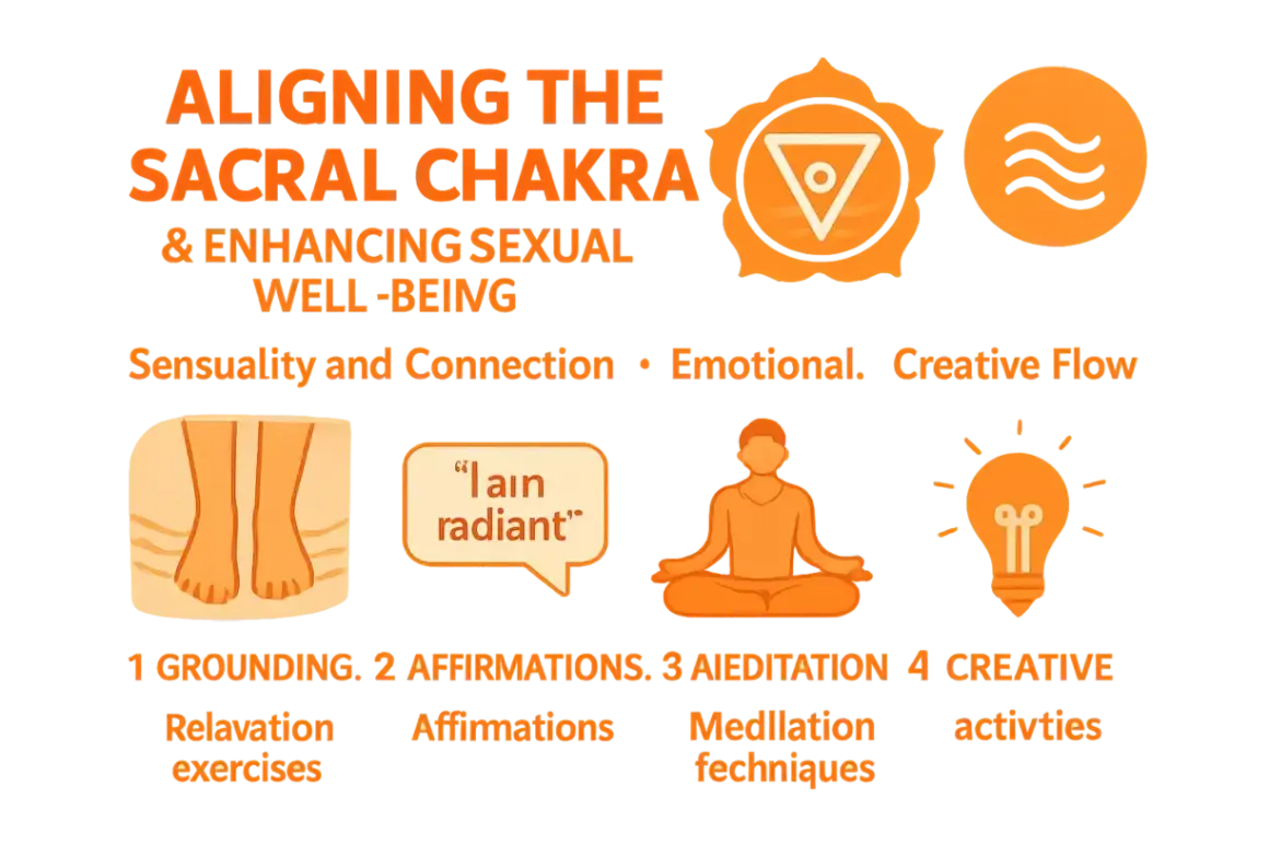 Sakralchakra Meditation: Fokus auf Erdung, Affirmationen, Meditation und Kreativität für Wohlbefinden.