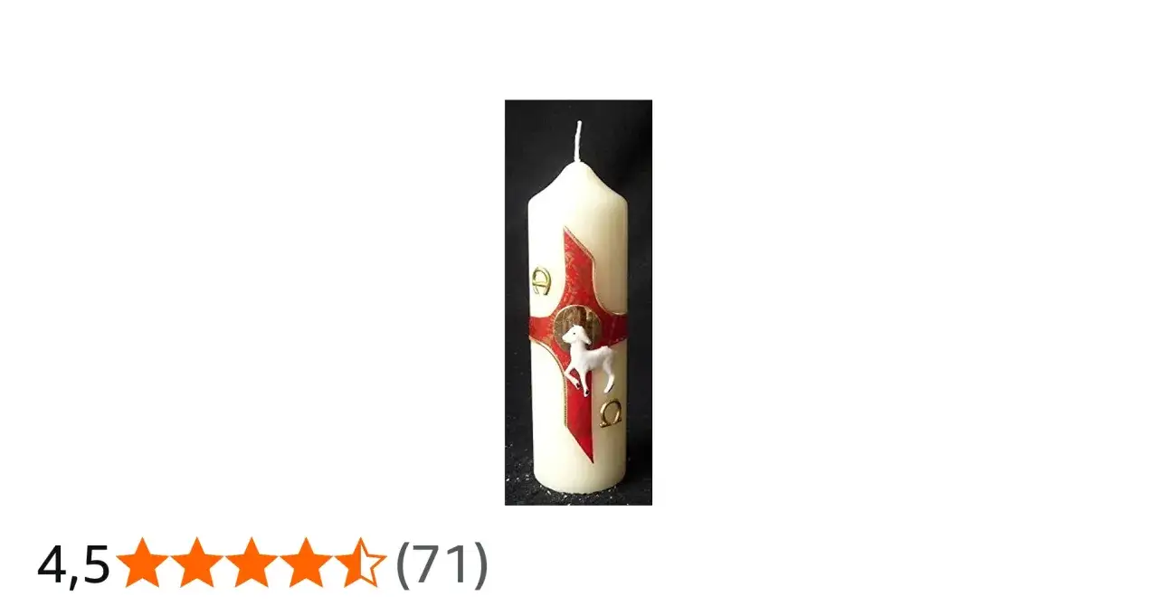 Osterkerze mit Lamm und Kreuz, symbolisiert die Osterkerze Bedeutung: Auferstehung und neues Leben.