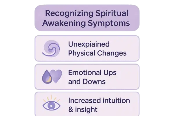 Erkennen von spirituelles erwachen symptome: unerklärliche körperliche Veränderungen, emotionale Höhen und Tiefen, gesteigerte Intuition & Einsicht.