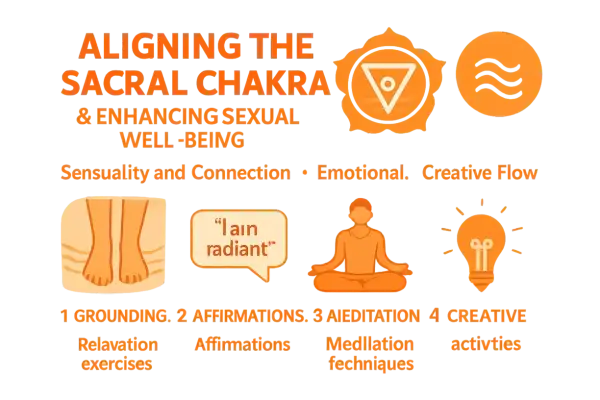 Sakralchakra Meditation: Fokus auf Erdung, Affirmationen, Meditation und Kreativität für Wohlbefinden.